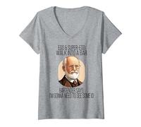 Women's Psychologist Funny Freud Joke Id Psychology Major PsyD PhD V-Neck T-Shirt, Heather Grey, Medium