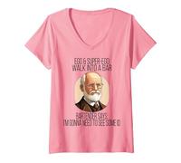 Women's Psychologist Funny Freud Joke Id Psychology Major PsyD PhD V-Neck T-Shirt, Pink, Medium
