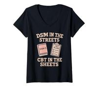 Womens Psychology Student Finals Stress Humor Brain Nerd Pride V-Neck T-Shirt