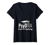 Womens PsyD Doctor of Psychology PsyDiva Doctorate Graduation V-Neck T-Shirt