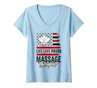Womens PTA PT Physical Therapist American Flag Physical Therapy V-Neck T-Shirt