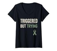 Women's PTSD Awareness Mental Health Support Trauma Survivor Gift V-Neck T-Shirt