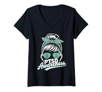 Women's PTSD Awareness Post Traumatic Stress Disorder Awareness V-Neck T-Shirt
