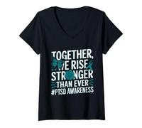 Womens PTSD Awareness Post Traumatic Stress Disorder Awareness V-Neck T-Shirt