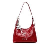 Women's PU Crescent Crossbody Bag with Star-Shaped Pendant, Classic Shoulder Bag , Large Capacity and Adjustable Shoulder Strap, Applies to Office Work, Commute and Daily Errands (burgundy,28*13*22cm)