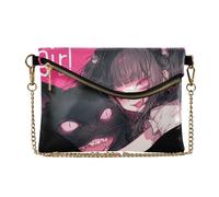 Women's PU Leather Clutch Purses Anti-Theft Change Purse Key Holder for Party black psycho anime