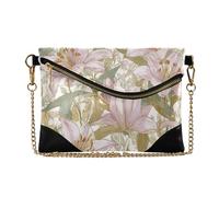 Women's PU Leather Clutch Purses Casual Key Chain Wallet for Wedding Retro Lilies Pattern William Morris Style