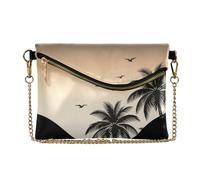 Women's PU Leather Clutch Purses Elegant Change Purse Key Holder for Lady hawaii coconut tree gridient