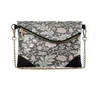 Women's PU Leather Clutch Purses Elegant Coin Purse Change Holder for Travel Vintage Pink Flowers William Morris Gray bolso elegante para mujer