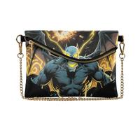 Women's PU Leather Clutch Purses Elegant Key Chain Wallet for Wedding Anime Style Evil monsters Black and Yellow