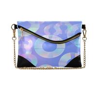 Women's PU Leather Clutch Purses Trendy Key Chain Wallet for Wedding Neon Ocean Blu Ray Circle Purple carteras de noche para mujer