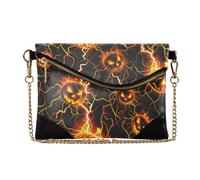 Women's PU Leather Handbag Clutch Casual Coin Purse Change Holder for Wedding Horrors Lightning Pumpkin Halloween