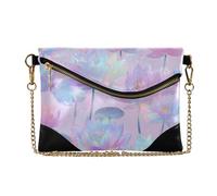 Women's PU Leather Handbag Clutch Stylish Coin Purse Wallet Bag for Wedding Indian Water Lily Neon Purple