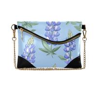 Women's PU Leather Handbag Clutch Trendy Change Purse Key Holder for Lady Lupine Glory Blue