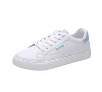 Women's PU Leather Lace-Up Trainers, Breathable Trainers, Lightweight Running Shoes, Comfortable and Stylish Sports Shoes, Casual Shoes, Waterproof Low Shoes, Office and Travel-Friendly, blue, 5 UK
