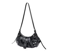 Women's PU Leather Shoulder Bag Punk Rivets Studded Crossbody Satchel Purse with Adjustable Strap and Secure Zippered