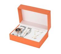 Women's PU Leather Strap Fashion Starry Digital Dial Quartz Watch Butterfly Jewelry Set (6 Pieces/Set) Glow in Dark Watch (White, One Size)