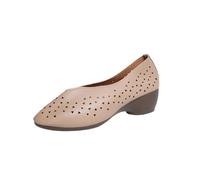 Womens PU Loafers Round Toe Low-Cut Hollowed-Out Wedge Heels Loafers Spring Summer Comfortable Breathable Plus Size Slip On Leather Shoes Ladies Dressy Work Business Casual School Shoes Size 3.5-7