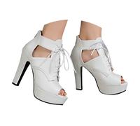 Women's PU Sandals Peep Toe High Top Sandals Lace Up Summer Boots Buckle Strap Party Sexy Pump Shoes Open toe Cutout Pumps Shoes 2025