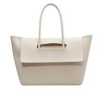Women's PU Tote Bag, Vintage Handbag, Casual Shoulder Bag, Flap Design, Comfortable Dual Shoulder Straps, Applies to Office Work, Daily Business Trips, Weekend Getaways (White,41 x 13 x 24 cm)