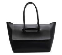 Women's PU Tote Bag, Vintage Handbag, Casual Shoulder Bag, Flap Design, Comfortable Dual Shoulder Straps, Applies to Office Work, Daily Business Trips, Weekend Getaways (Black,41 x 13 x 24 cm)