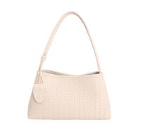 Womens PU Woven Shoulder Bag - Lightweight Spacious Top-Handle Bags - Vintage Commuting Bucket Underarm Bag (White)