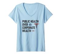 Womens Public Health Over Corporate Wealth Hands Off Our Healthcare V-Neck T-Shirt