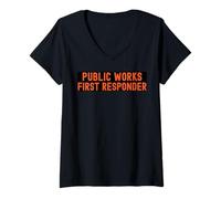 Womens Public Works First Responder Pride Support City Worker Crew V-Neck T-Shirt