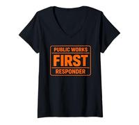Women's Public Works First Responder Support City Union Worker Crew V-Neck T-Shirt
