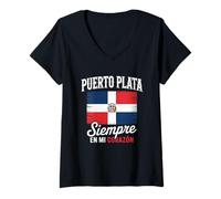 Womens Puerto Plata Siempre En Mi Corazon Souvenirs Native Country V-Neck T-Shirt