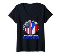 Womens Puerto Rican American Flag Pride Puerto Rico Patriotic V-Neck T-Shirt