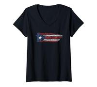 Womens Puerto Rican Flag Shirt with Towns and Cities of Puerto Rico V-Neck T-Shirt