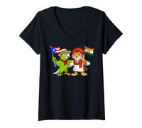 Women's Puerto Rican Indian Roots Puerto Rico India Flag V-Neck T-Shirt