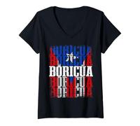 Womens Puerto Rico Boricua Boricua Boricua Colors Flag Edition V-Neck T-Shirt