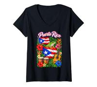 Women's Puerto Rico Flag Boricua Proud Puerto Rican Heritage Novelty V-Neck T-Shirt