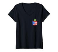 Women's Puerto Rico Flag Frog Tee V-Neck T-Shirt