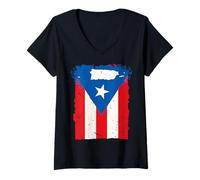 Womens Puerto Rico Flag Shirt Hispanic Heritage Month Boricua V-Neck T-Shirt