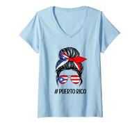 Womens Puerto Rico Flag Sunglasses Bandana #Puerto Rico V-Neck T-Shirt