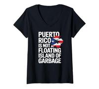 Womens Puerto Rico Flag Taino Flower Pride Saying Yo Soy Boricua V-Neck T-Shirt