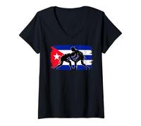 Women's Puerto Rico Flag Wrestling Graphic V-Neck T-Shirt