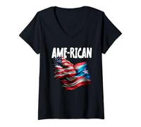 Women's Puerto Rico Hispanic Pride Design V-Neck T-Shirt