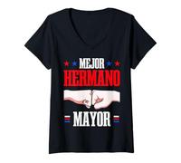Womens Puerto Rico Mejor Hermano Mayor Older Brother Pride V-Neck T-Shirt