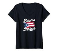 Womens Puerto Rico National Flag Island San Juan Boricua V-Neck T-Shirt
