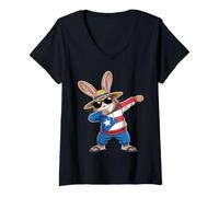 Women's Puerto Rico Rabbit Puerto Rican Flag Bunny V-Neck T-Shirt