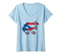 Womens Puerto Rico Rican Frog Rana Flag San Juan Island Country V-Neck T-Shirt