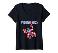 Womens Puerto Rico Taino Coqui Frog Symbol Puerto Rican Boricua V-Neck T-Shirt