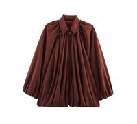 Women's Puffed Bomber coat Oversized Batwing Front Zip Bubble Hem coat Trendy Lightweight Streetwear Coats (UK, Alpha, L, Regular, Regular, 1PCS/G)