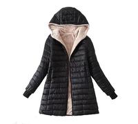 Womens Puffer Down Jacket Winter Fleece Lined Jackets Warm Faux Fur Long Coat Ladies Quilted Zip Puff Coats Waterproof Padded Overcoat Outdoor Ski Hiking Thicken Outwear with Pockets Hooded