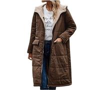 Women's Puffer Down Jacket Winter Warm Fleece Jackets Sherpa Lined Long Coat Ladies Quilted Puff Coats Faux Fur Waterproof Padded Overcoat Outdoor Ski Hiking Thicken Outwear with Pockets Hooded