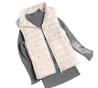 Women's Puffer Gilet Packable Quilted Vest Padded Outwear Vest Ladies Warm Sleeveless Down Jacket (Beige,4XL)